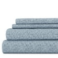 thumbnail image 1 of Noble Linens 4 Piece Pattern Microfiber Bed Sheets Set, Light Blue Chambray Style, Queen, 1 of 10