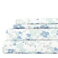 thumbnail image 1 of Noble Linens 4 Piece Pattern Microfiber Bed Sheets Set, Light Blue Violets, California King, 1 of 11