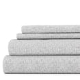 thumbnail image 1 of Noble Linens 4 Piece Pattern Microfiber Bed Sheets Set, Light Gray Chambray Style, King, 1 of 9
