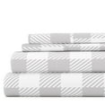 thumbnail image 1 of Noble Linens 4 Piece Pattern Microfiber Bed Sheets Set, Light Gray Country Plaid, California King, 1 of 11