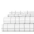 thumbnail image 1 of Noble Linens 4 Piece Pattern Microfiber Bed Sheets Set, Light Gray Crossroad, King, 1 of 11