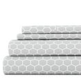 thumbnail image 1 of Noble Linens 4 Piece Pattern Microfiber Bed Sheets Set, Light Gray Honeycomb, California King, 1 of 10