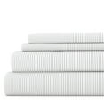 thumbnail image 1 of Noble Linens 4 Piece Pattern Microfiber Bed Sheets Set, Light Gray Pinstriped, Queen, 1 of 11