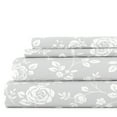 thumbnail image 1 of Noble Linens 4 Piece Pattern Microfiber Bed Sheets Set, Light Gray Rose Gray, King, 1 of 11