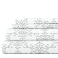thumbnail image 1 of Noble Linens 4 Piece Pattern Microfiber Bed Sheets Set, Light Gray Soft Bouquet, Full, 1 of 11