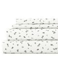 thumbnail image 1 of Noble Linens 4 Piece Pattern Microfiber Bed Sheets Set, Light Gray Spotted Leaves, King, 1 of 11