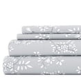 thumbnail image 1 of Noble Linens 4 Piece Pattern Microfiber Bed Sheets Set, Light Gray Trellis Vine, Full, 1 of 11