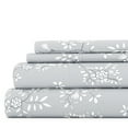 thumbnail image 1 of Noble Linens 4 Piece Pattern Microfiber Bed Sheets Set, Light Gray Trellis Vine, Queen, 1 of 11