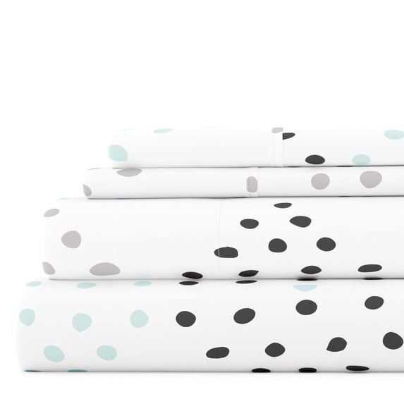 Noble Linens 4 Piece Pattern Microfiber Bed Sheets Set, Light Gray Trio, King