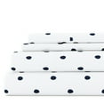 thumbnail image 1 of Noble Linens 4 Piece Pattern Microfiber Bed Sheets Set, Navy Dots, California King, 1 of 10