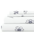 thumbnail image 1 of Noble Linens 3 Piece Pattern Microfiber Bed Sheets Set, Navy Indigo Flowers, Twin, 1 of 10