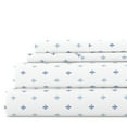 thumbnail image 1 of Noble Linens 4 Piece Pattern Microfiber Bed Sheets Set, Navy Lily, Queen, 1 of 10