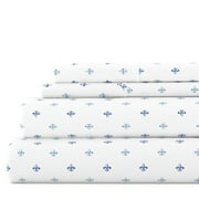 Noble Linens 4 Piece Pattern Microfiber Bed Sheets Set, Navy Lily, Twin