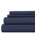 thumbnail image 1 of Noble Linens 4 Piece Pattern Microfiber Bed Sheets Set, Navy My Heart, King, 1 of 11