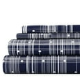 thumbnail image 1 of Noble Linens 4 Piece Pattern Microfiber Bed Sheets Set, Navy Polka Dot, Full, 1 of 11