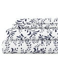 thumbnail image 1 of Noble Linens 4 Piece Pattern Microfiber Bed Sheets Set, Navy Ultra Burst of Vines, King, 1 of 11
