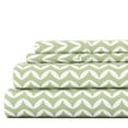 thumbnail image 1 of Noble Linens 3 Piece Pattern Microfiber Bed Sheets Set, Sage Puffed Chevron, Twin, 1 of 12