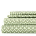 thumbnail image 1 of Noble Linens 4 Piece Pattern Microfiber Bed Sheets Set, Sage Scallops, King, 1 of 11