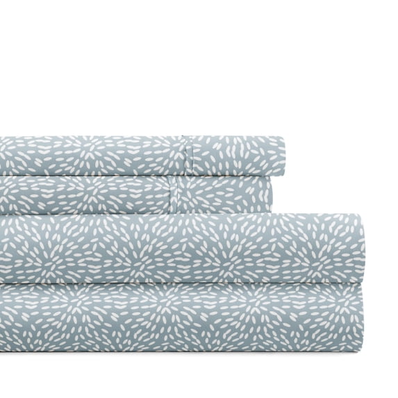 Noble Linens 4 Piece Pattern Microfiber Bed Sheets Set, Sky Blue Modern Circles, Full