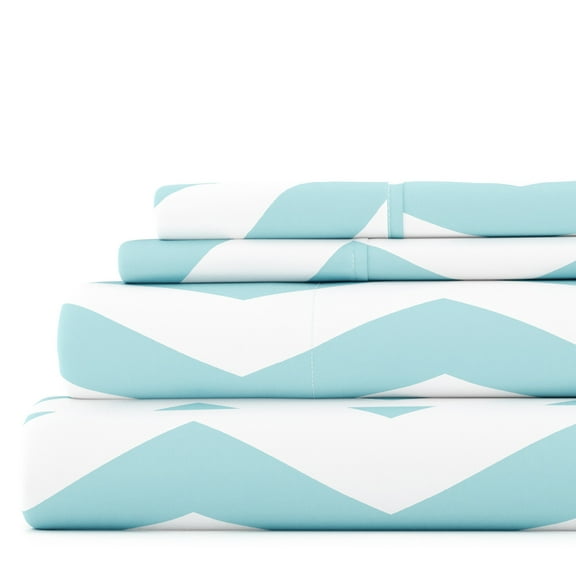 Noble Linens 4 Piece Pattern Microfiber Bed Sheets Set, Turquoise Arrow, California King