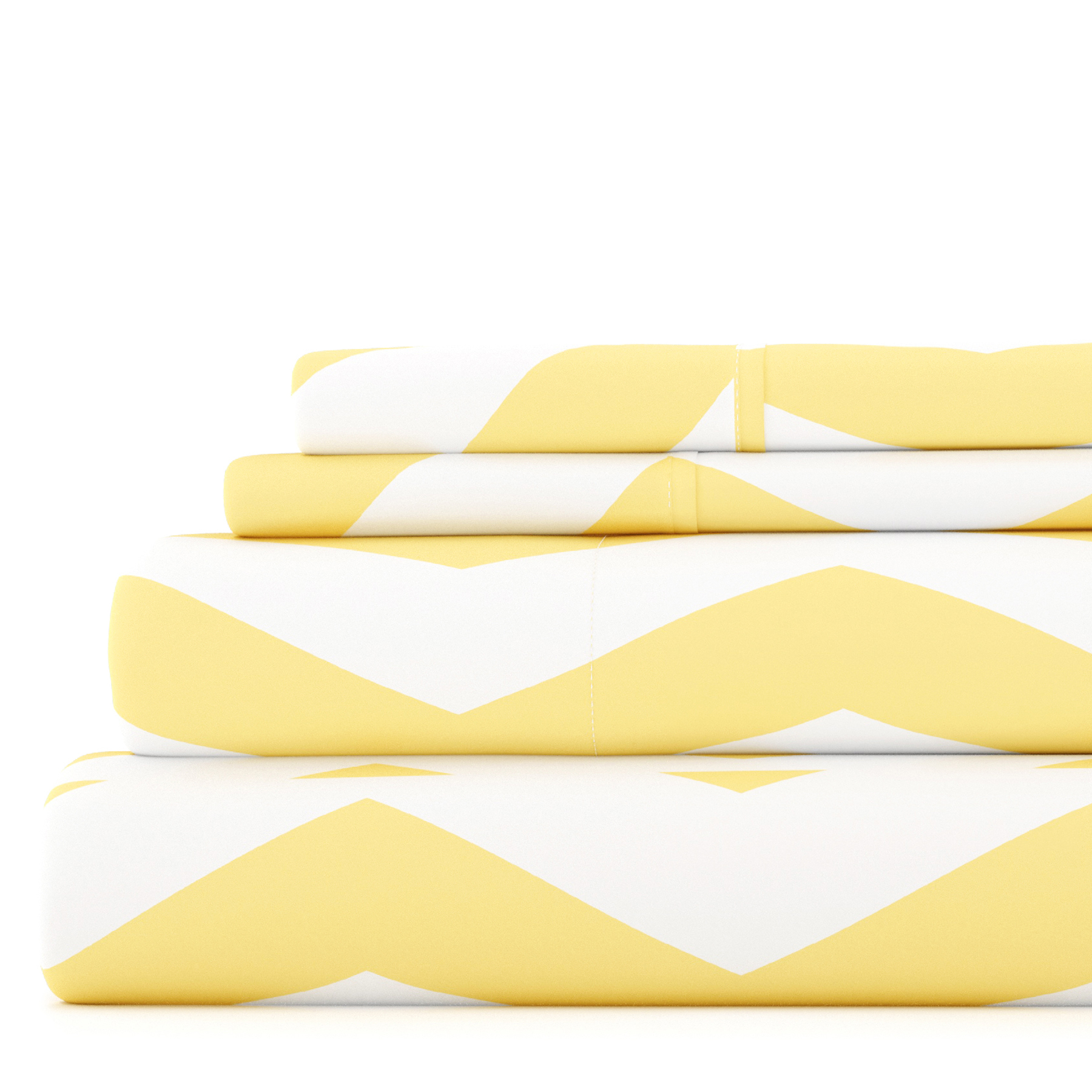 Noble Linens 3 Piece Pattern Microfiber Bed Sheets Set, Yellow Arrow, Twin