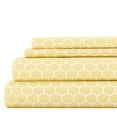 thumbnail image 1 of Noble Linens 4 Piece Pattern Microfiber Bed Sheets Set, Yellow Honeycomb, Full, 1 of 10