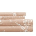 thumbnail image 1 of Noble Linens 4 Piece Pattern Microfiber Bed Sheets Set, Distressed Willow Apricot, Queen, 1 of 11