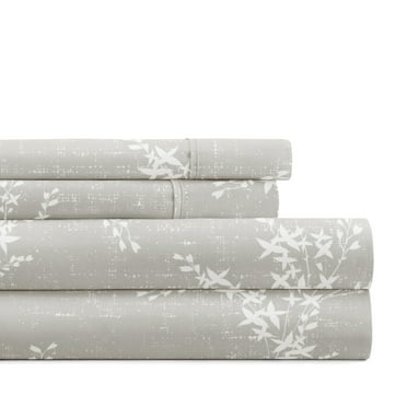Noble Linens 3 Piece Pattern Microfiber Bed Sheets Set, Distressed Willow Light Gray, Twin