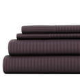 thumbnail image 1 of Noble Linens 4 Piece Purple Striped Embossed Bed Sheet Set, CalKing, 1 of 10