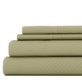 thumbnail image 1 of Noble Linens 4 Piece Sage Checkered Embossed Bed Sheet Set, King, 1 of 11