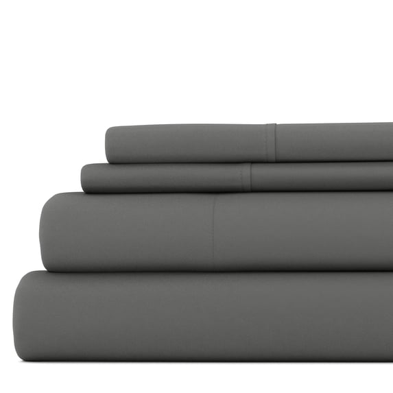 Noble Linens 4 Piece Solid Microfiber Bed Sheet Set, Gray, Full