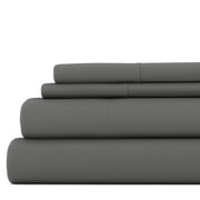 Noble Linens 4 Piece Solid Microfiber Bed Sheet Set, Gray, TwinXL