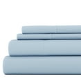 thumbnail image 1 of Noble Linens 4 Piece Solid Microfiber Bed Sheet Set, Light Blue, King, 1 of 11