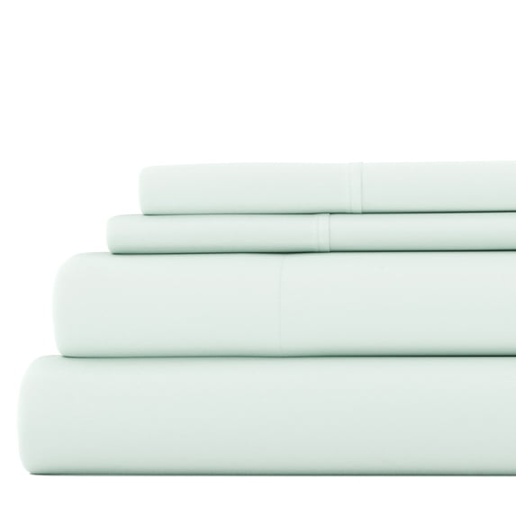 Noble Linens 4 Piece Solid Microfiber Bed Sheet Set, Mint, California King