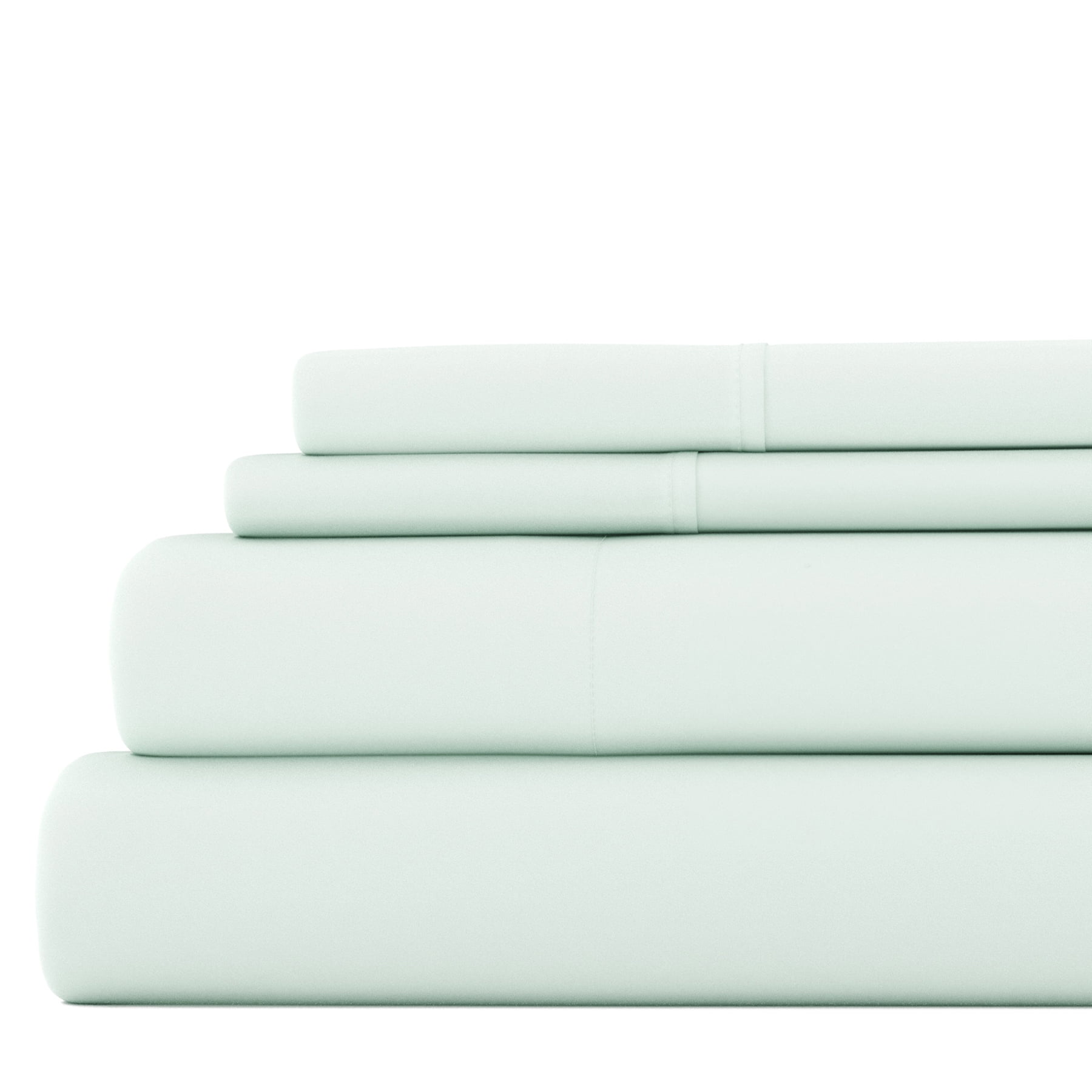 Noble Linens 4 Piece Solid Microfiber Bed Sheet Set, Mint, King
