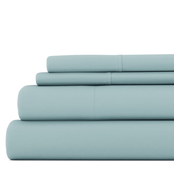 Noble Linens 4 Piece Solid Microfiber Bed Sheet Set, Ocean, Full