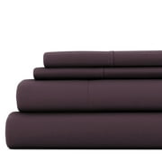 Noble Linens 4 Piece Solid Microfiber Bed Sheet Set, Purple, TwinXL