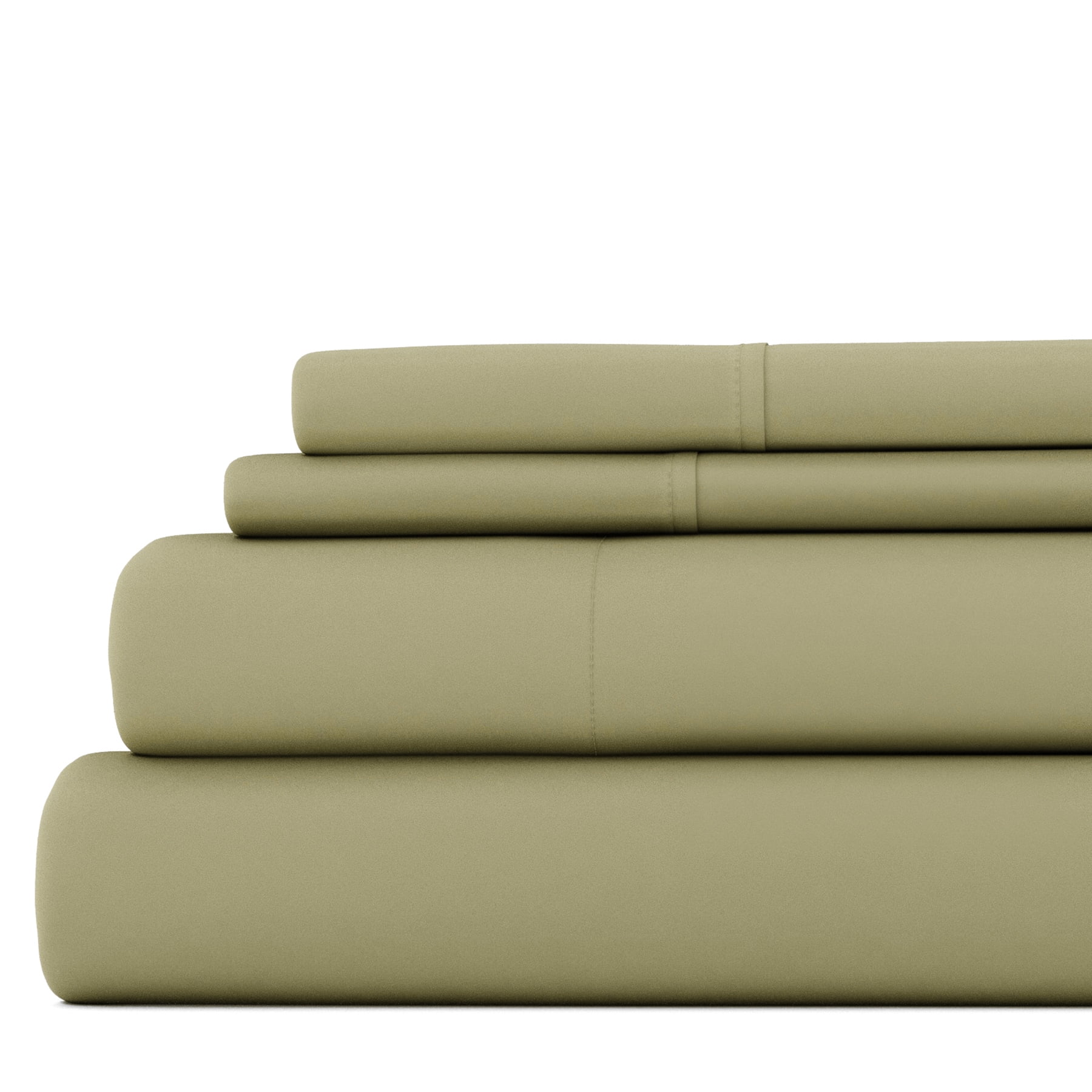 Noble Linens 4 Piece Solid Microfiber Bed Sheet Set, Sage, Full