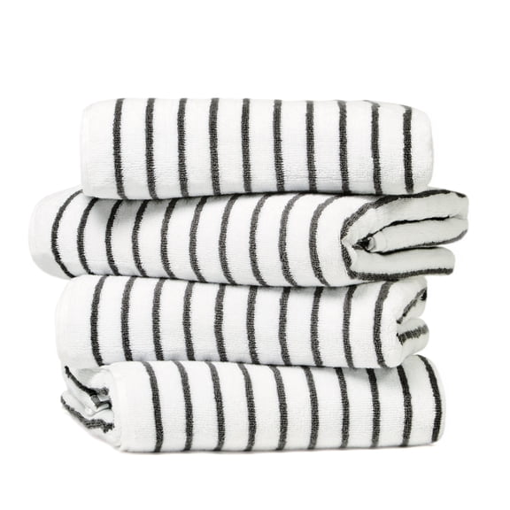 Noble Linens 4 pack Striped Cotton Cabana Beach and Pool Towels