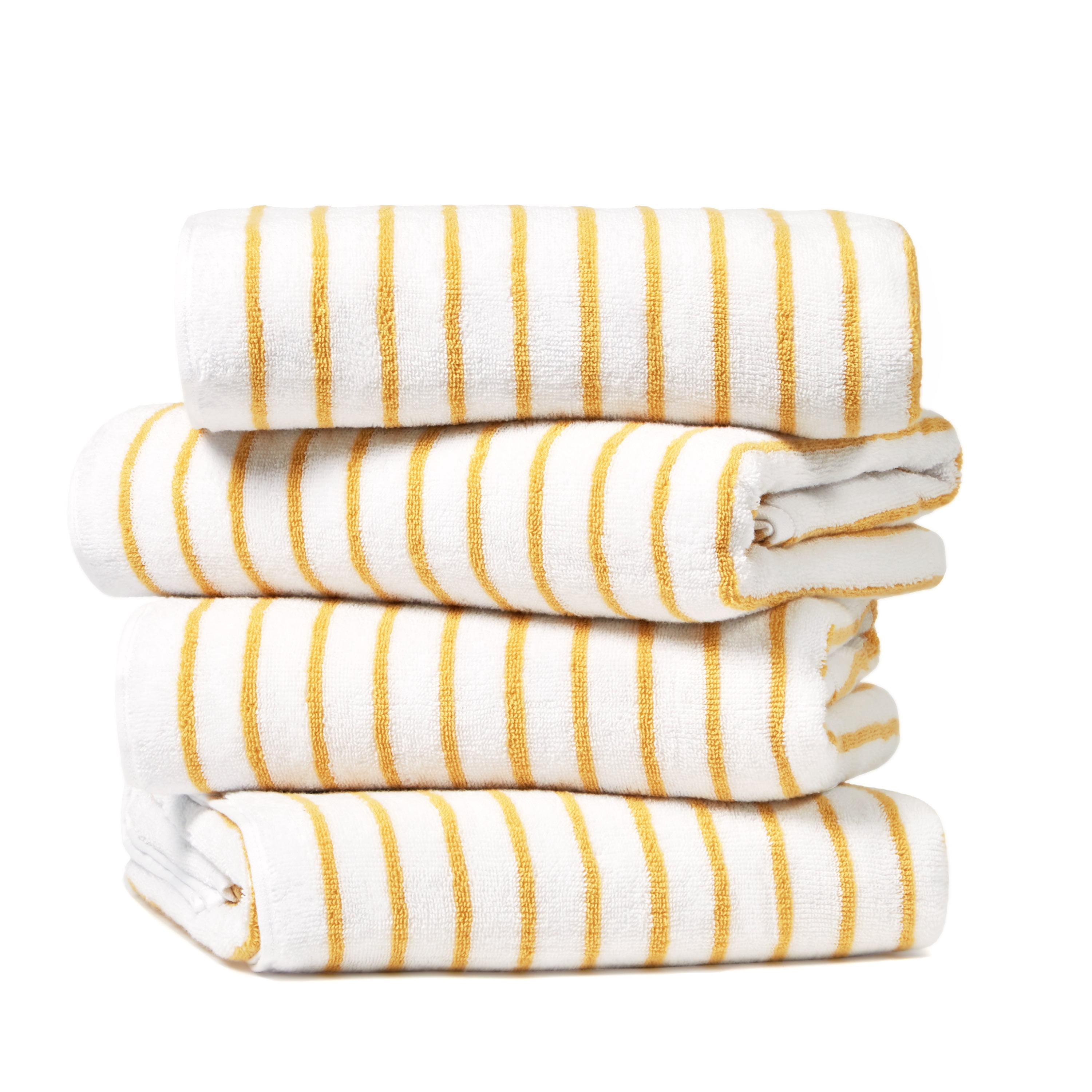 Noble Linens 4 pack Striped Cotton Cabana Beach and Pool Towels
