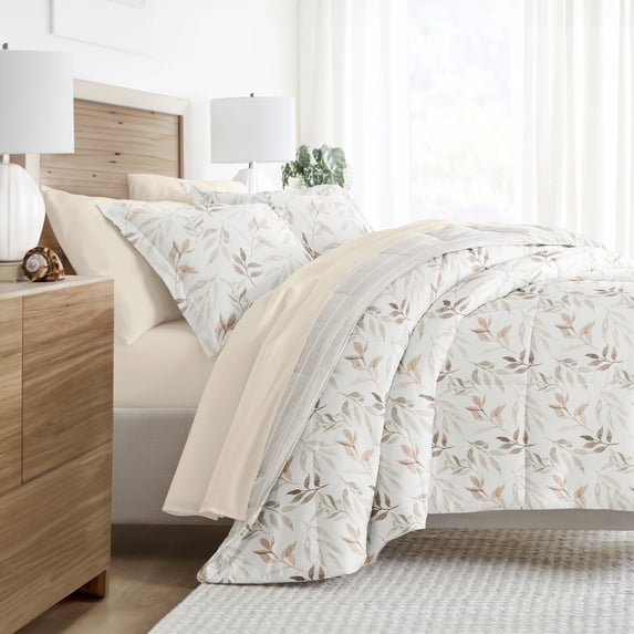 Noble Linens 5 Piece Bedding Bundle, Microfiber Patterned Comforter and Sheet Set, Twin