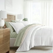 Noble Linens 5 Piece Bedding Bundle, Reversible Comforter and Patterned Sheet Set, Twin