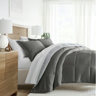 Noble Linens 5 Piece Bedding Bundle, Reversible Comforter and Patterned Sheet Set, Twin