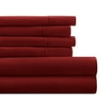 thumbnail image 1 of Queen, Burgundy Solid Microfiber 6 Piece Bed Sheet Set, by Noble Linens, 1 of 11