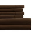 thumbnail image 1 of California King, Chocolate Solid Microfiber 6 Piece Bed Sheet Set, by Noble Linens, 1 of 11