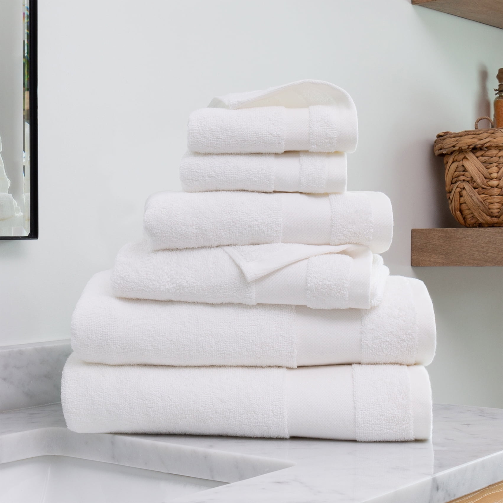 Noble Linens 6 Piece Essential Cotton Bath Towel Set