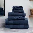 thumbnail image 1 of Noble Linens 6 Piece Farmhouse Cotton Bath Towel Set, Navy Blue, 1 of 11