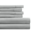 thumbnail image 1 of California King, Light Gray Solid Microfiber 6 Piece Bed Sheet Set, by Noble Linens, 1 of 11