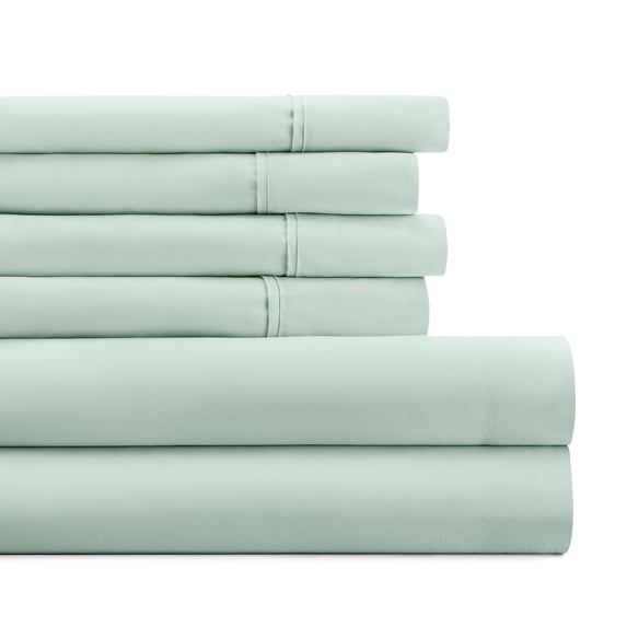 Twin, Mint Solid Microfiber 6 Piece Bed Sheet Set, by Noble Linens