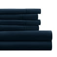 thumbnail image 1 of California King, Navy Solid Microfiber 6 Piece Bed Sheet Set, by Noble Linens, 1 of 11